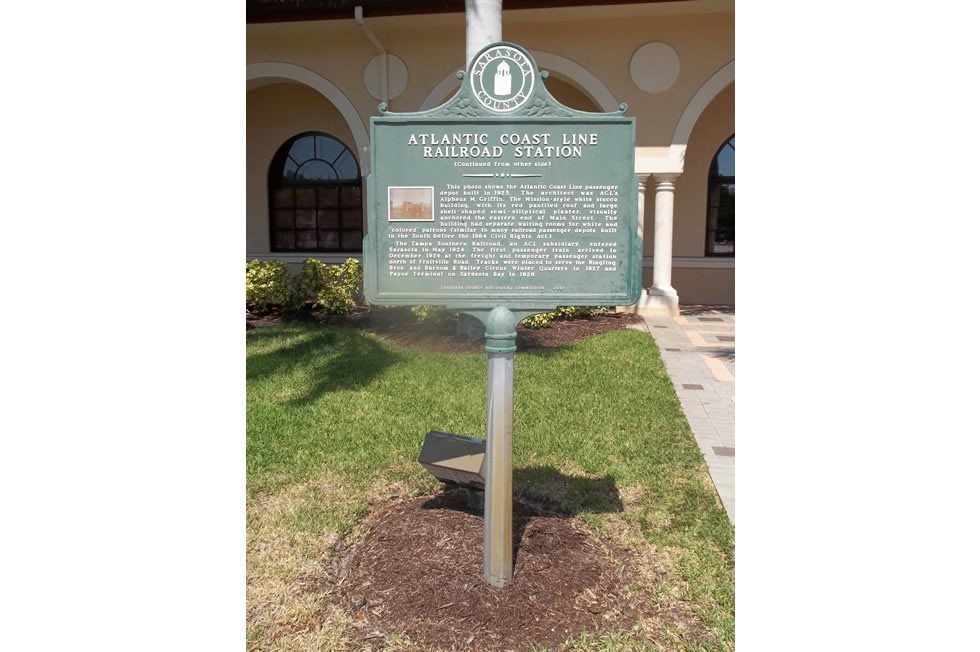 Sarasota FL old ACL depot site marker