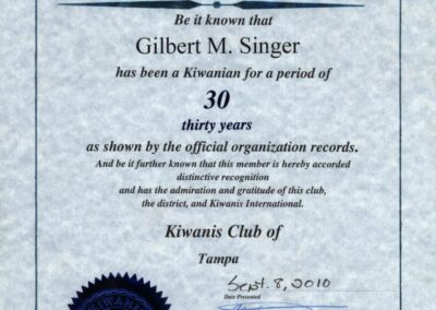 gil singer Legion of honor kiwanis